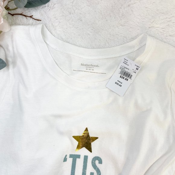 Motherhood Maternity Holiday Long Sleeve T-Shirt White Medium - Picture 6 of 8